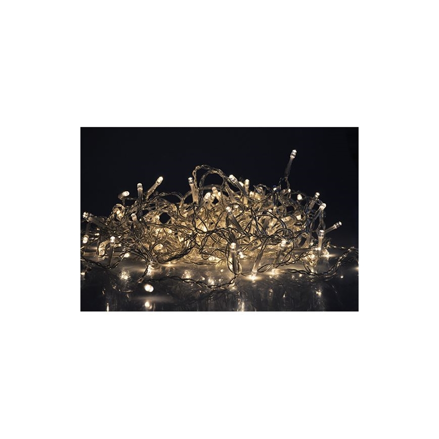 Perdea luminoasă LED pentru exterior, 120 LED, 8 funcții, 9 m, IP44, alb cald