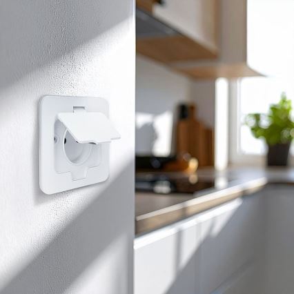 Priză de pardoseală încastrată pentru exterior IP55, albă, dreptunghiulară