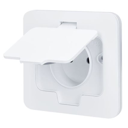 Priză de pardoseală încastrată pentru exterior IP55, albă, dreptunghiulară
