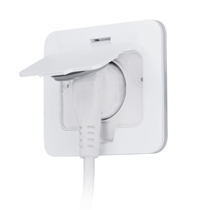 Priză de pardoseală încastrată pentru exterior IP55, albă, dreptunghiulară