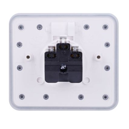 Priză de pardoseală încastrată pentru exterior IP55, albă, dreptunghiulară