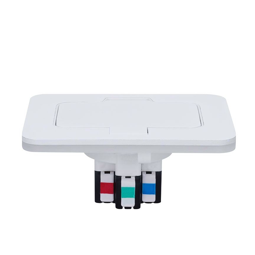 Priză de pardoseală încastrată pentru exterior IP55, albă, dreptunghiulară