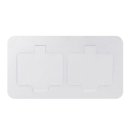 Priză dublă încastrabilă pentru pardoseală, IP55, albă, dreptunghiulară