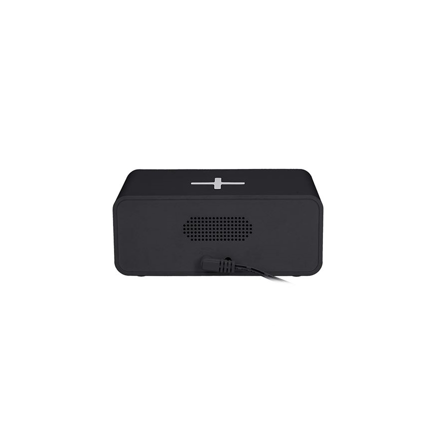 Ceas digital cu încărcător wireless Qi, alimentare 230 V și baterie CR2032, negru