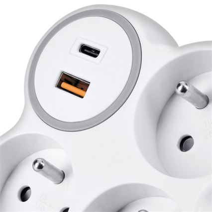 Multipriză 3x 16A + încărcător rapid USB-A + USB-C 20W
