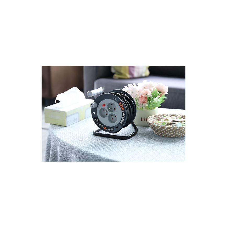 Prelungitor pe tambur, 3 prize, 12 m