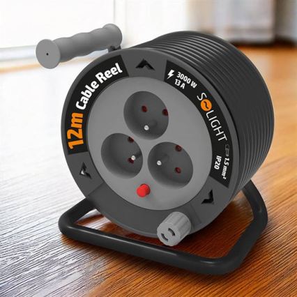 Prelungitor pe tambur, 3 prize, 12 m