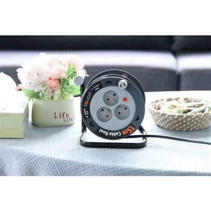 Prelungitor pe tambur cu 3 prize, 12 m