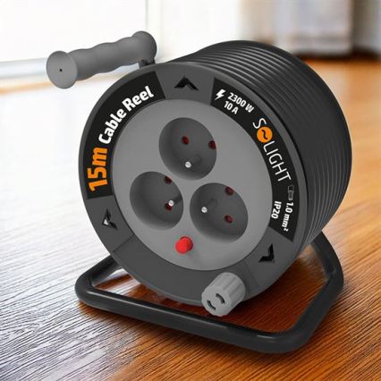 Prelungitor pe tambur cu 3 prize, 12 m