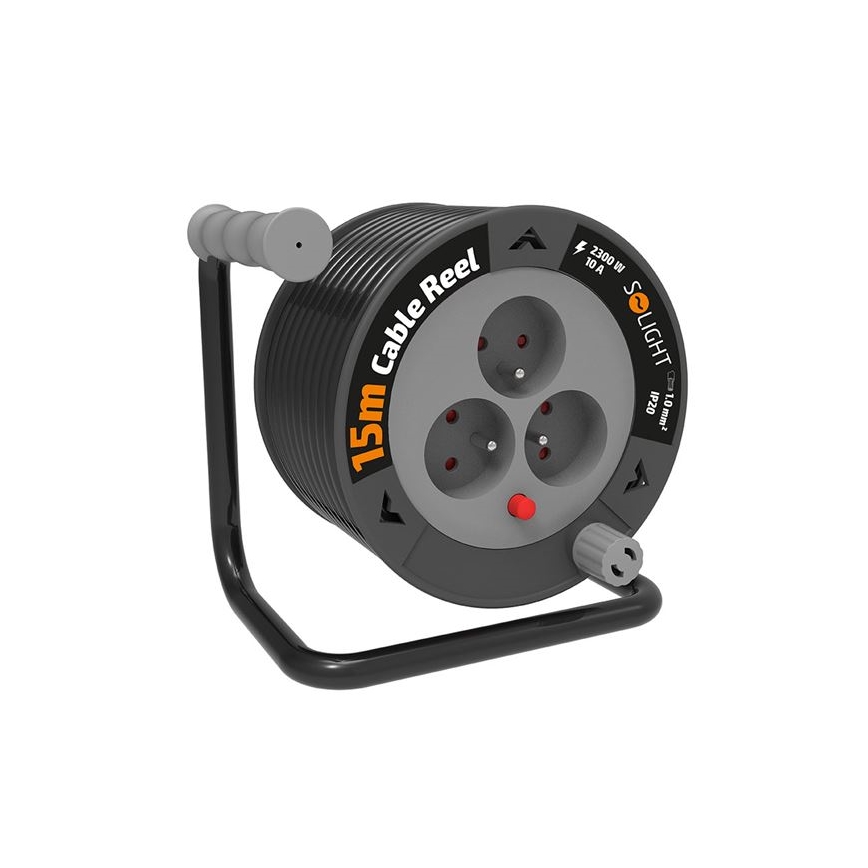 Prelungitor pe tambur cu 3 prize, 12 m