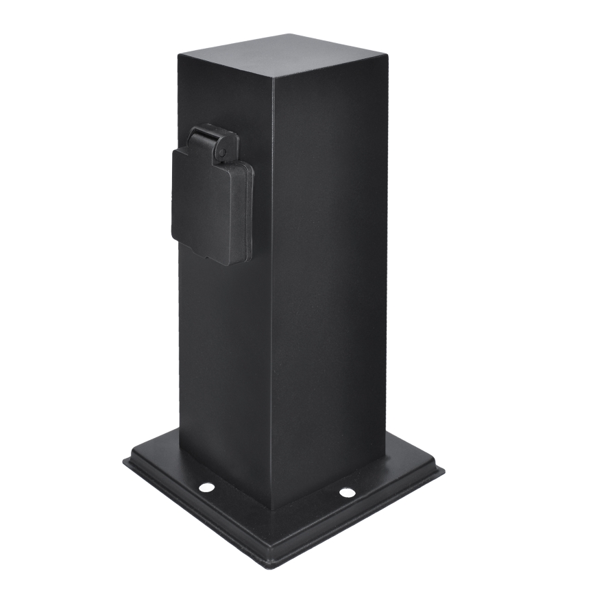 Stâlp exterior cu prize 2x 230V IP44, negru, dreptunghiular