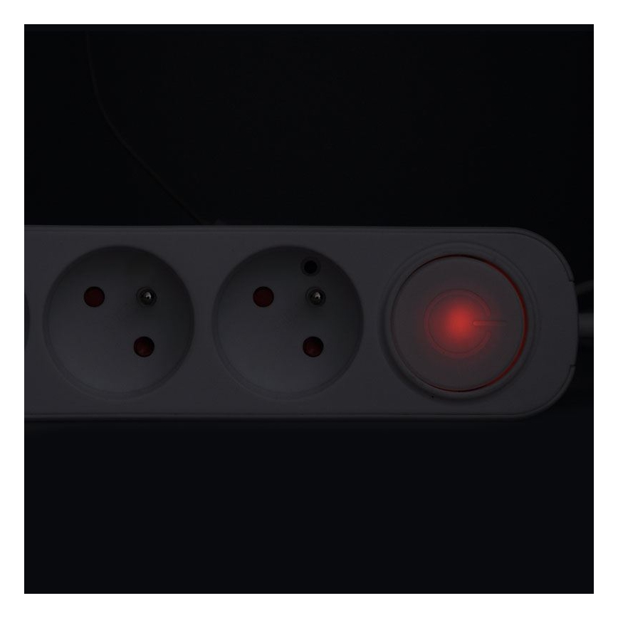 Prelungitor cu întrerupător, 3 prize și încărcare USB A+C, 5 m