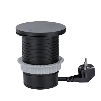 Priză încastrabilă cu încărcare wireless 10W, 1x priză + USB A+C, neagră