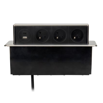 Coloană de prize pentru blat de masă, 3x230V + USB-A + USB-C
