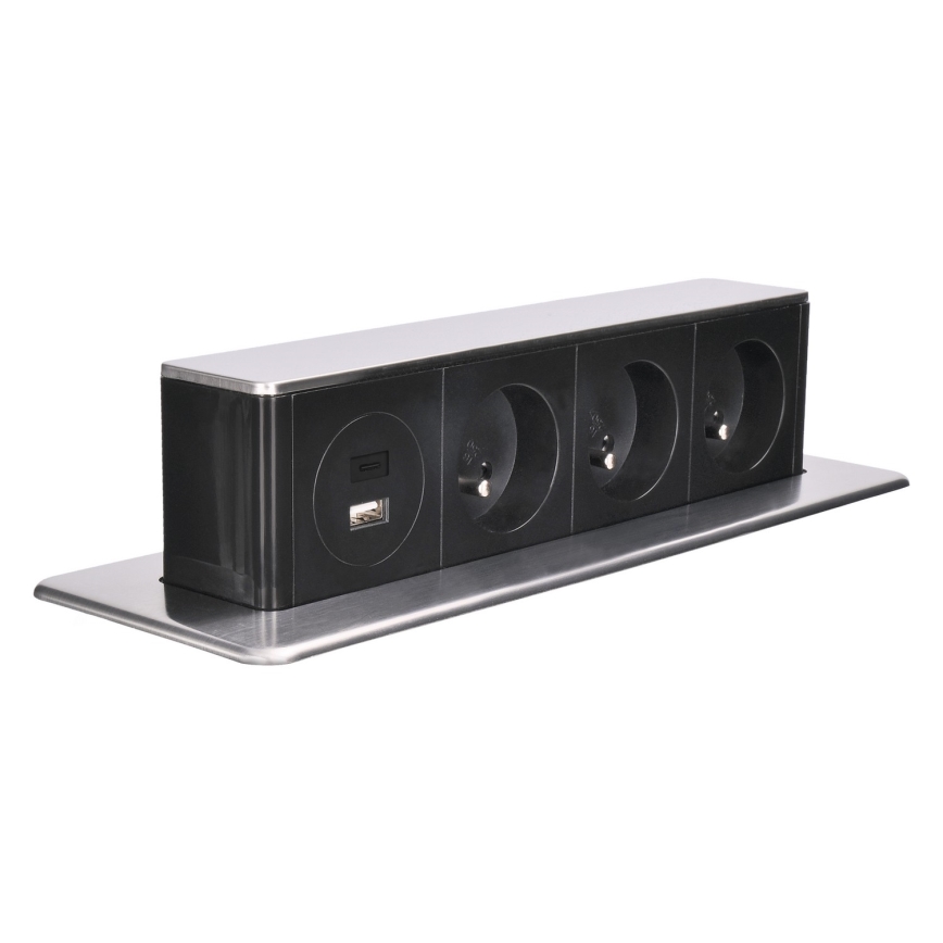 Coloană de prize pentru blat de masă, 3x230V + USB-A + USB-C