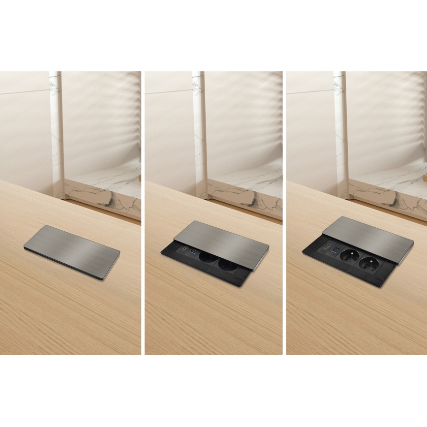 Priză încastrabilă cu 2 prize, USB-A, USB-C 20W și HDMI