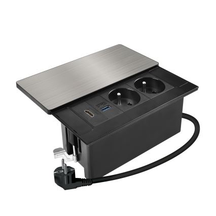 Priză încastrabilă cu 2 prize, USB-A, USB-C 20W și HDMI