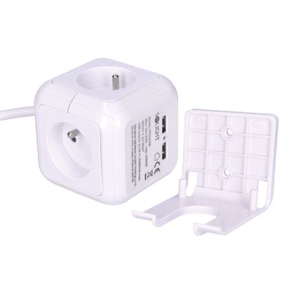 Prelungitor priză 4x230V/2xUSB 5V, 2m