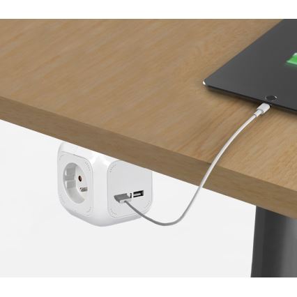 Prelungitor priză 4x230V/2xUSB 5V, 2m