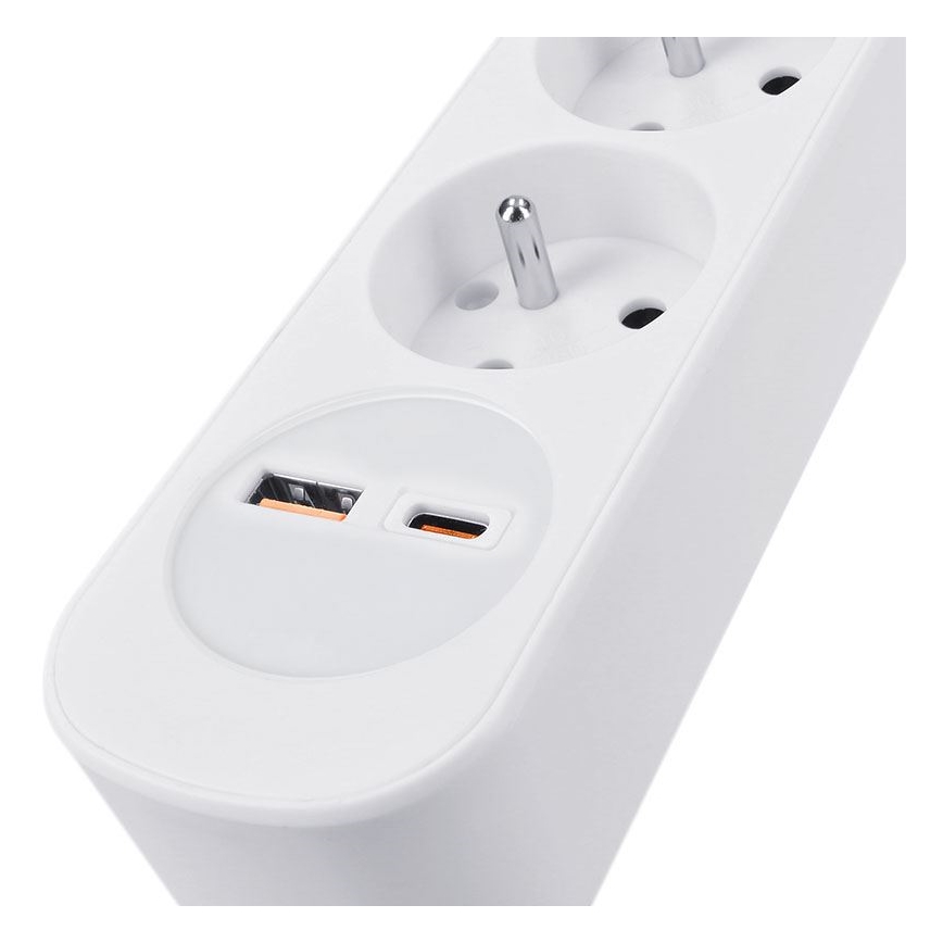 Prelungitor cu întrerupător 5Z și încărcare USB A+C, 3 m