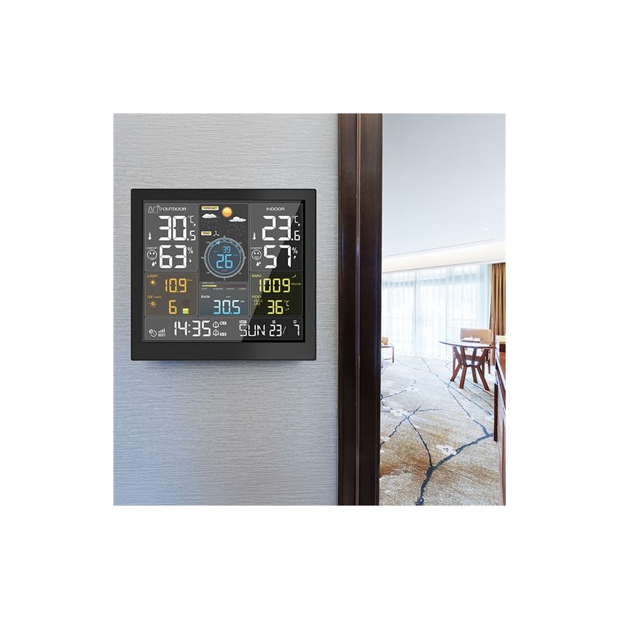 Stație meteo profesională cu ecran LCD 5V/2xAA + 3xAAA și Wi-Fi