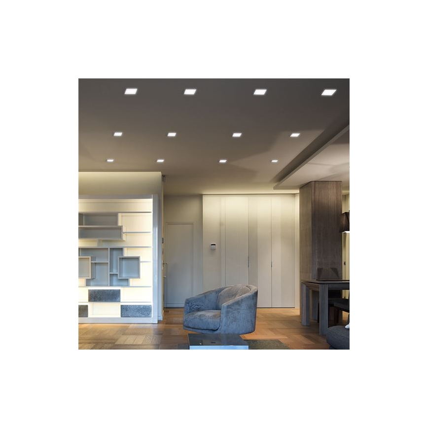 Plafonieră LED încastrată 18W 230V 3000/4000/6000K 22,5x22,5 cm, albă