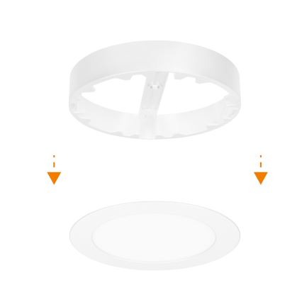 Panou LED 2 în 1 aplicat/încastrabil, 12 W, 230 V, selectabil 3000/4000/6000 K, Ø17 cm, IP54, alb