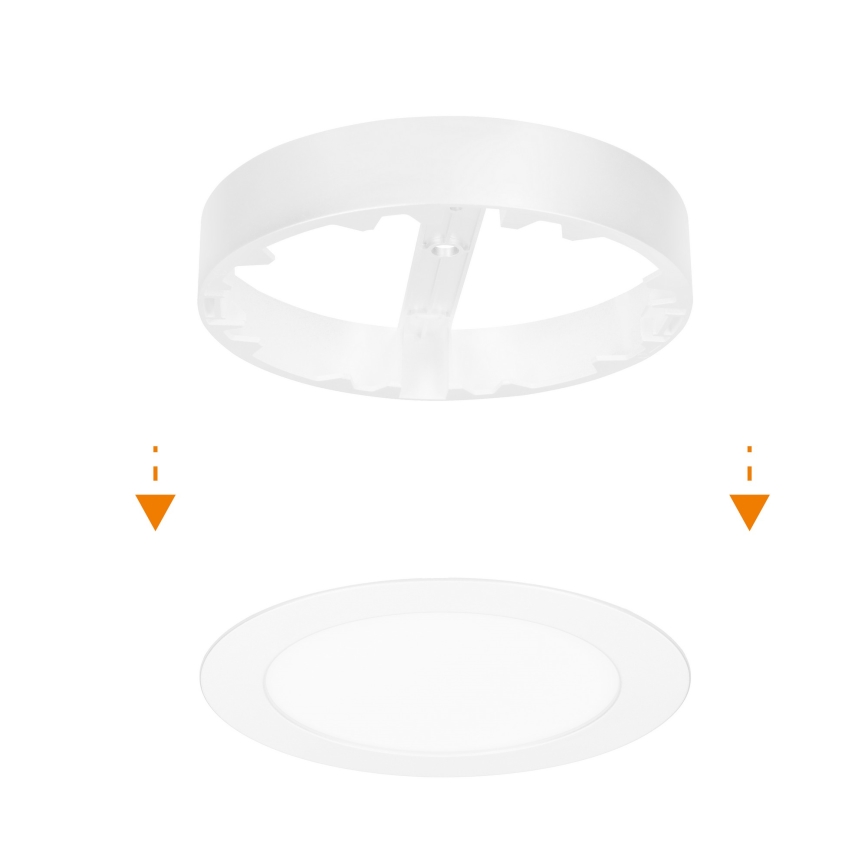 Panou LED 2 în 1 aplicat/încastrabil, 12 W, 230 V, selectabil 3000/4000/6000 K, Ø17 cm, IP54, alb