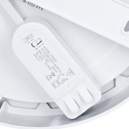 Panou LED 2în1 pentru montaj aparent/încastrat, 18W, 230V, 3000/4000/6000K, Ø 22,5 cm, IP54, argintiu