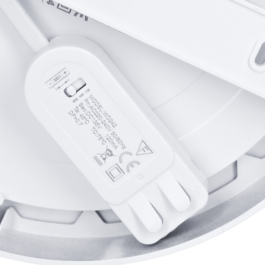 Panou LED 2în1 pentru montaj aparent/încastrat, 18W, 230V, 3000/4000/6000K, Ø 22,5 cm, IP54, argintiu