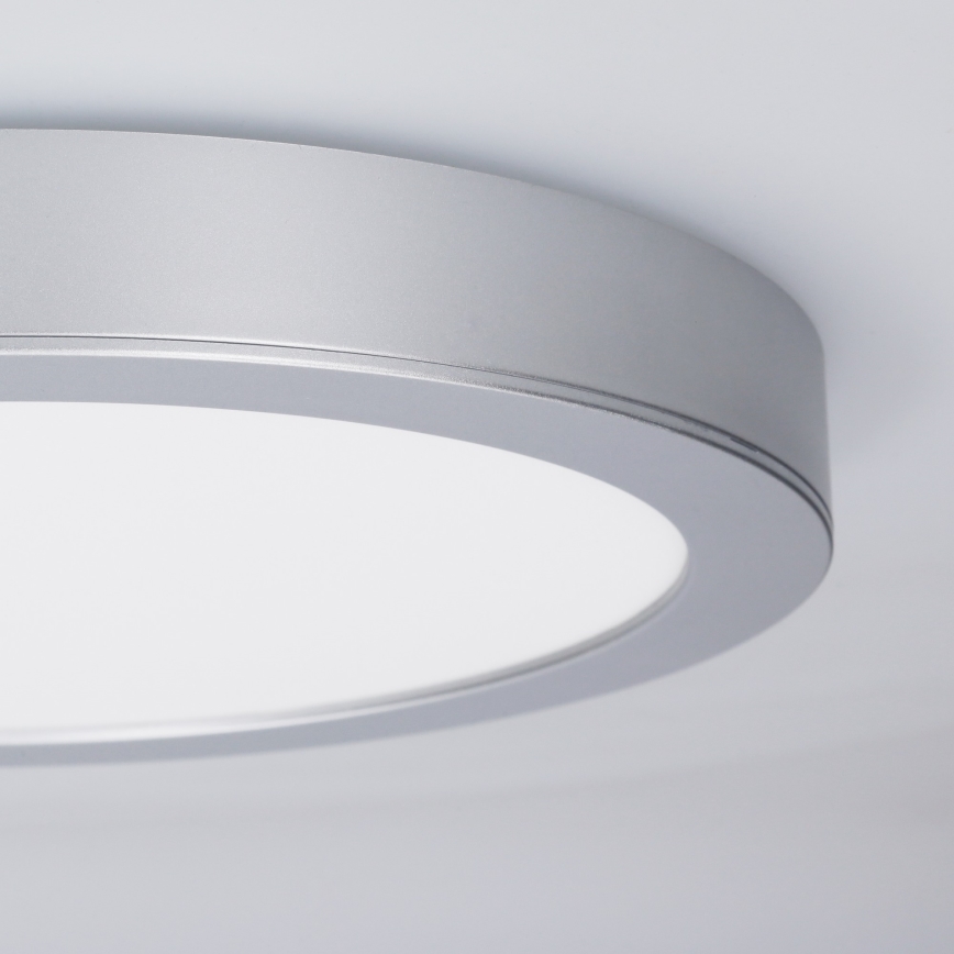 Panou LED 2în1 pentru montaj aparent/încastrat, 18W, 230V, 3000/4000/6000K, Ø 22,5 cm, IP54, argintiu