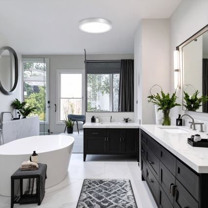 Panou LED 2 în 1, aplicat/încastrat, 24W/230V, 3000/4000/6000K, Ø 30 cm, IP54, argintiu