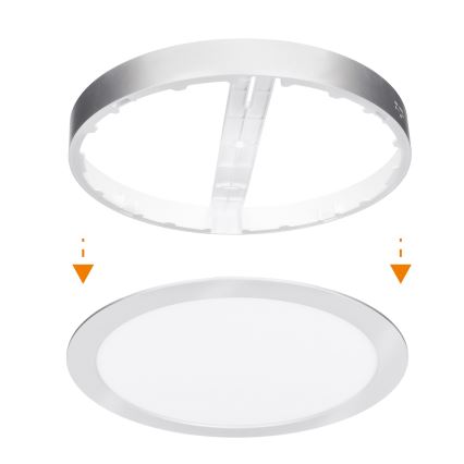 Panou LED 2 în 1, aplicat/încastrat, 24W/230V, 3000/4000/6000K, Ø 30 cm, IP54, argintiu