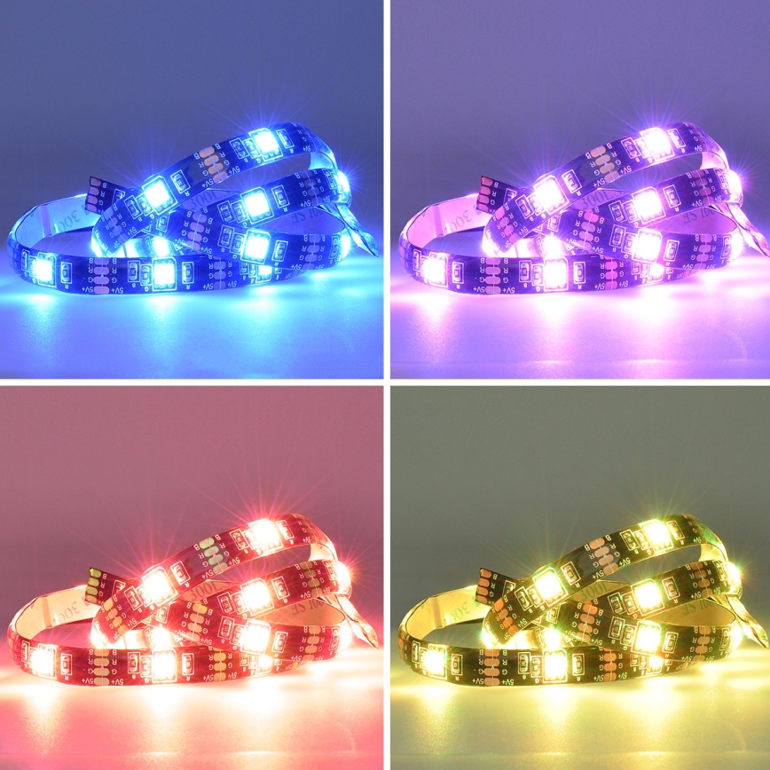 Banda LED RGB reglabilă pentru TV LED/6W/5V Wi-Fi Tuya + telecomandă 0,5m