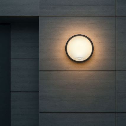 Aplică LED de exterior pentru perete, cu senzor 2-în-1, 20W, 230V, 3000/4000/6500K, IP65, Ø 22 cm