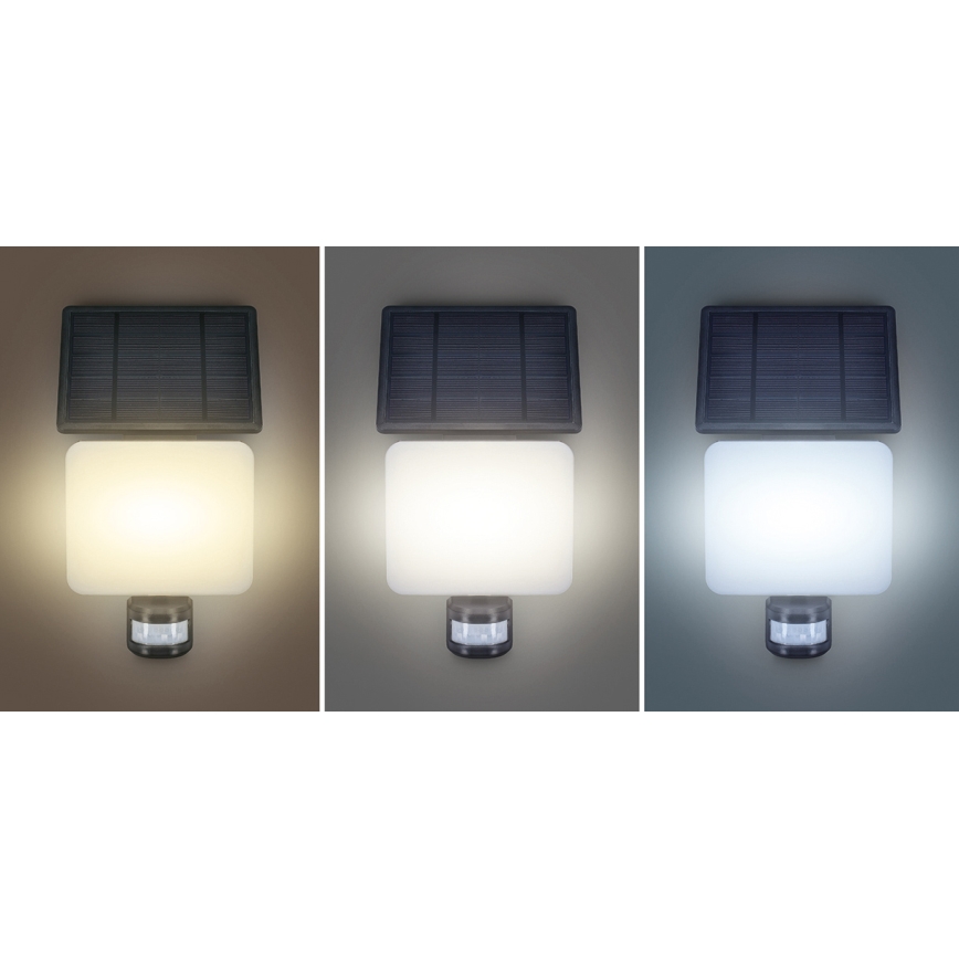 Proiector solar LED cu senzor de mișcare LED/11W/3,7V 4400mAh 3000K/4000K/6500K IP54