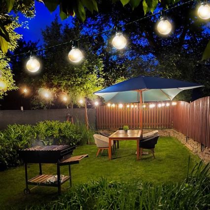 LED ghirlandă decorativă pentru exterior GIRLANDA 25xE12 20m IP44 alb cald