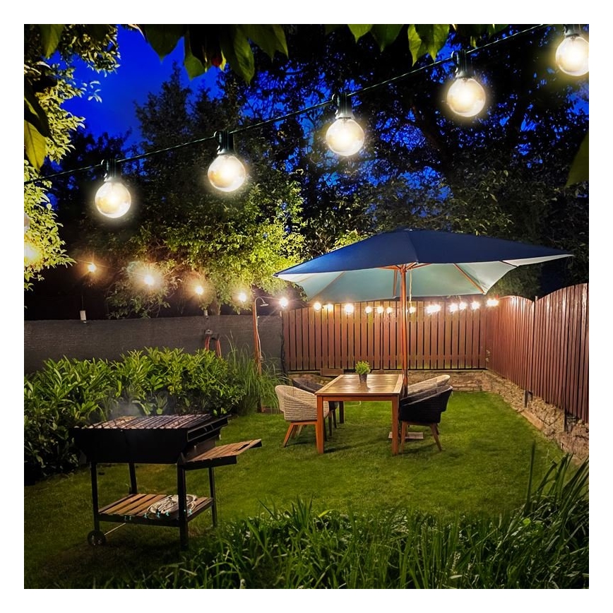 LED ghirlandă decorativă pentru exterior GIRLANDA 25xE12 20m IP44 alb cald