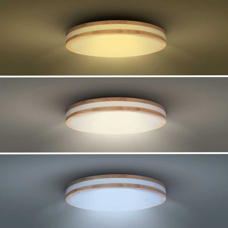 Lumină de plafon LED dimabilă WOODY LED/48W/230V 3000-6500K stejar Ø 38 cm + telecomandă