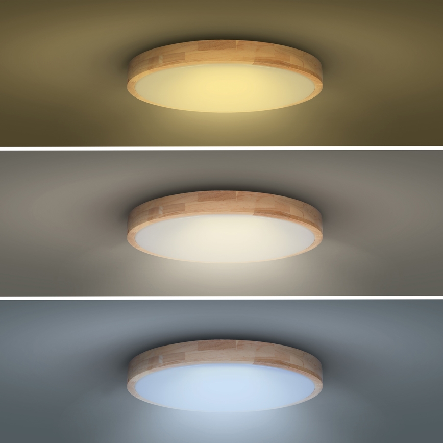 Lumină de plafon LED dimabilă SOLID OAK LED/60W/230V 3000-6500K stejar Ø 51 cm + telecomandă