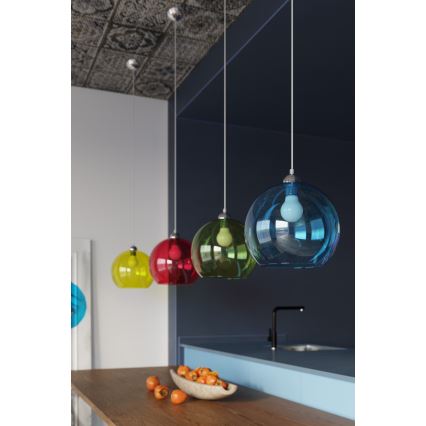 Lustră suspendată pe cablu BALL, 1xE27/15W/230V, Ø 30 cm, transparent/crom lucios
