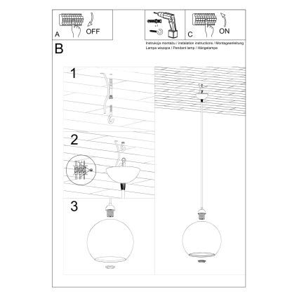 Lustră suspendată pe cablu BALL, 1xE27/15W/230V, Ø 30 cm, transparent/crom lucios