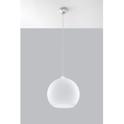 Lampă suspendată pe cablu BALL 1xE27/15W/230V Ø 30 cm albă/crom lucios