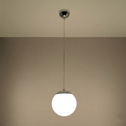Pendul cu cablu UGO, 1xE27/15W/230V, Ø20 cm, alb/crom lucios