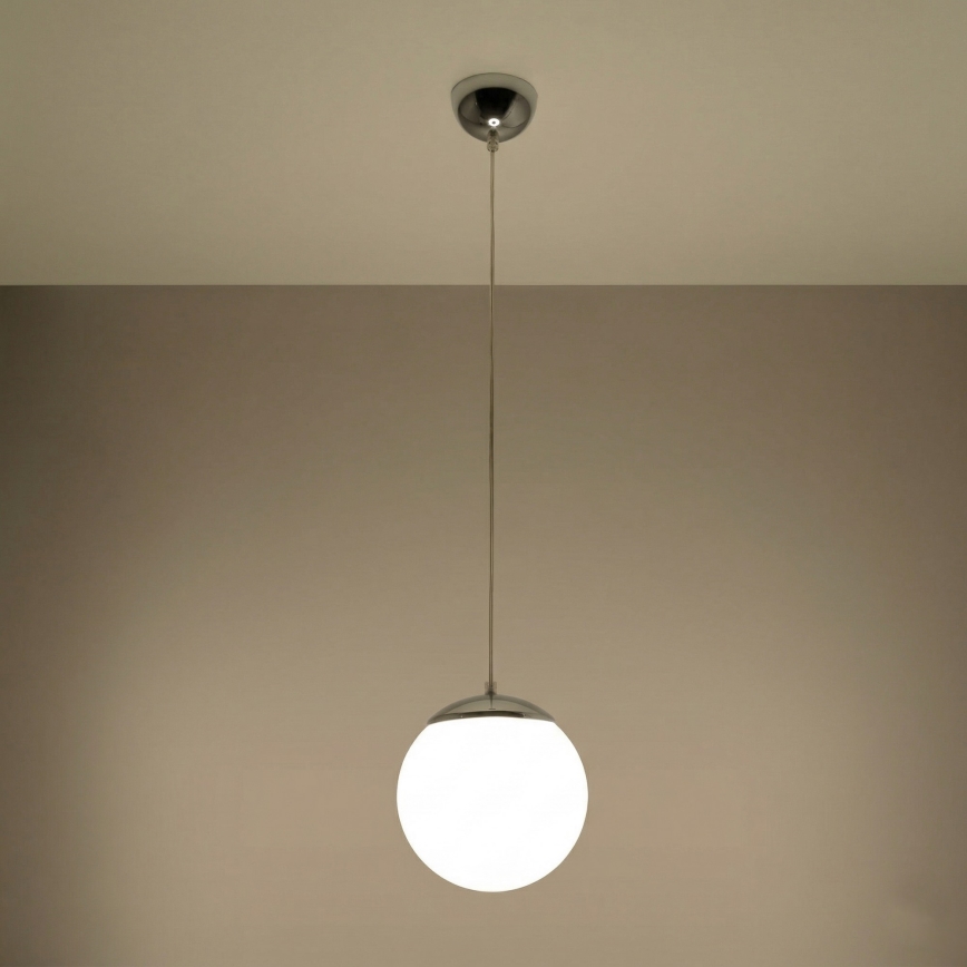 Pendul cu cablu UGO, 1xE27/15W/230V, Ø20 cm, alb/crom lucios