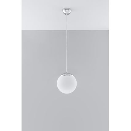 Pendul cu cablu UGO, 1xE27/15W/230V, Ø20 cm, alb/crom lucios