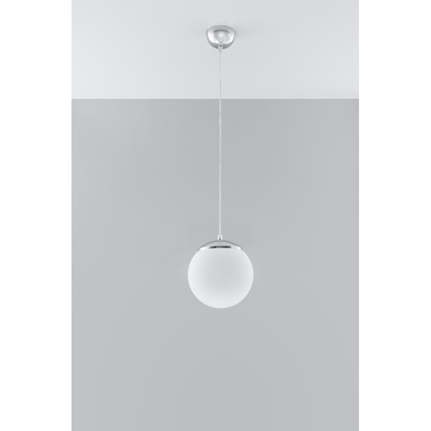 Pendul cu cablu UGO, 1xE27/15W/230V, Ø20 cm, alb/crom lucios