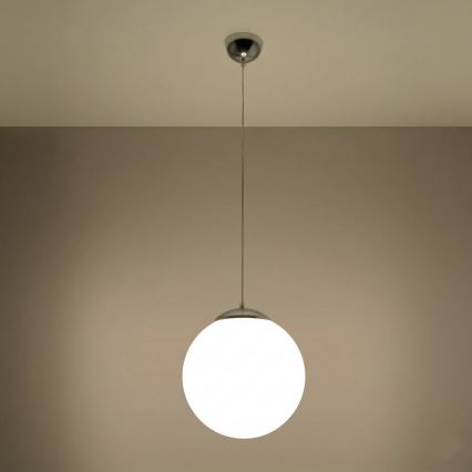 Lampă suspendată pe cablu UGO 1xE27/15W/230V, Ø 30 cm, alb/crom lucios
