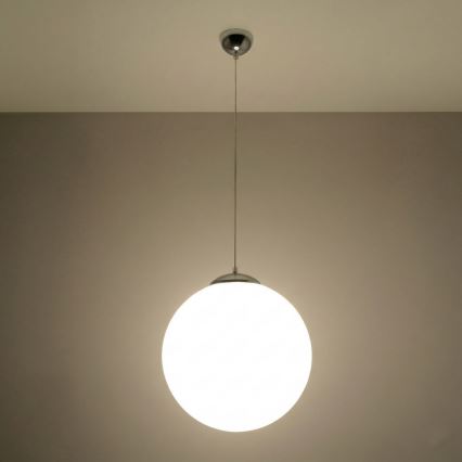 Lustră UGO suspendată pe cablu, 1xE27/15W/230V, Ø 40 cm, alb/crom lucios