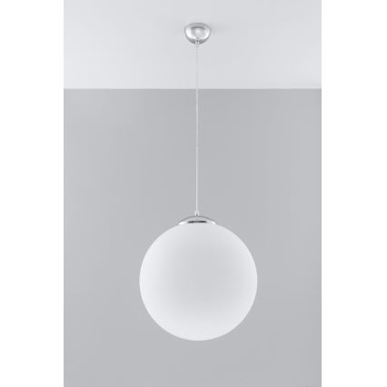 Lustră UGO suspendată pe cablu, 1xE27/15W/230V, Ø 40 cm, alb/crom lucios